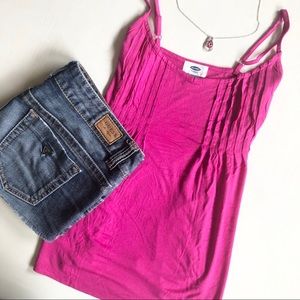 Old Navy Pink Adjustable Shoulder Strip Tank Top S